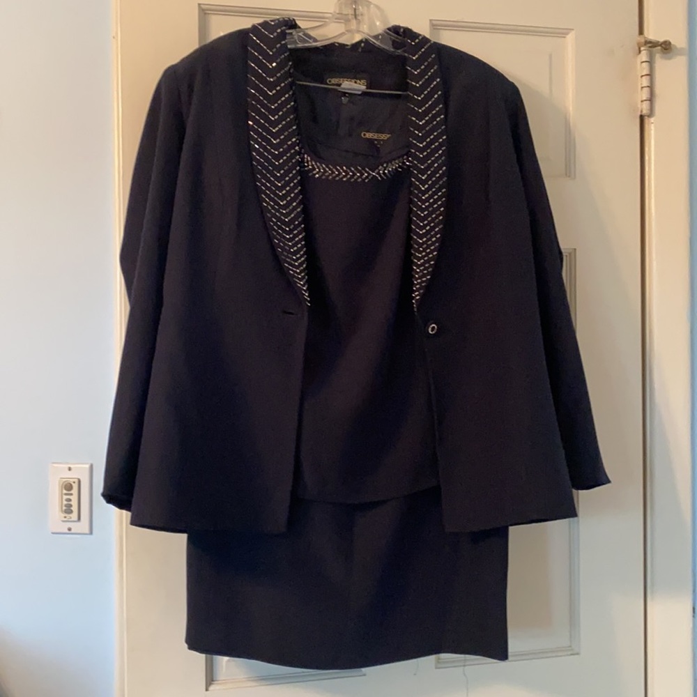 Mother of the bride navy blue suit set with matching skirt